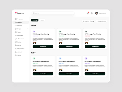 Meeting Dashboard agency branding clean design dashboard design finance management graphic design illustration meeting dashboard saas dashboard saas design saas product saas webapp ui uidashboard ux vector web dashboard website