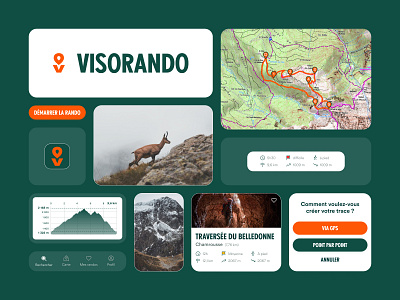 Visorando - Hiking App app branding forest green hiking nature ui