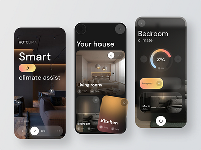 Smart Home Climate Assist App ai aircare assistant branding climate assist climate contol ecofriendlyapp graphic design healthcare home iot management mi home mobile mobiledesign pod redesign smarthome ui ux