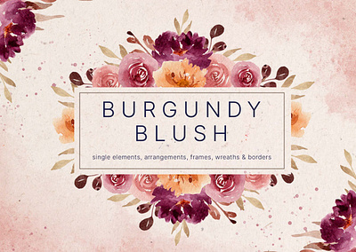 Burgundy Blush Watercolor Design Elements burgundy element flowers frame pattern png png download watercolor wedding