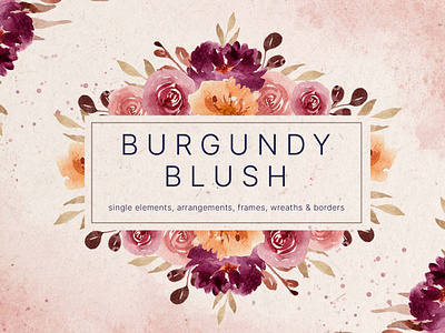 Burgundy Blush Watercolor Design Elements burgundy element flowers frame pattern png png download watercolor wedding