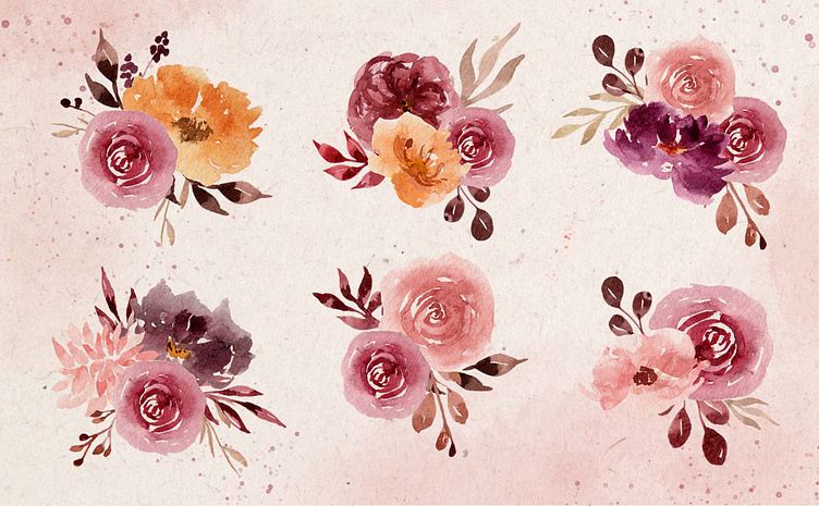 Burgundy Blush Watercolor Design Elements by Graphic Pear on Dribbble