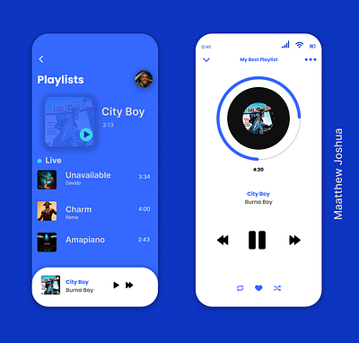 Music Playlist interface - Matthew Joshua branding graphic design logo web design