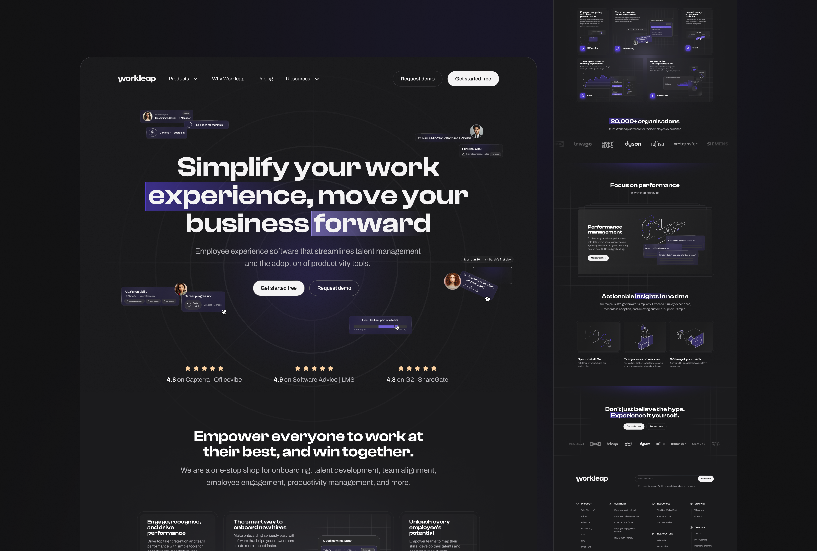 Workleap - Dark Mode Landing Page Redesign dailyui darkmode design designinspiration desktop landingpage redesign saas ui uidesign webdesign