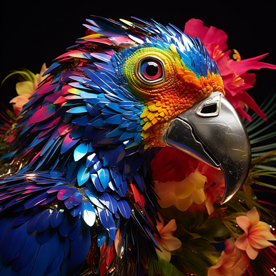 Prompt | Dreamy bird in jungles 3d ai ai art cgi crypto forest generated holo midjourney parrot photo prompt prompt for likes rainbow visual web3 wild