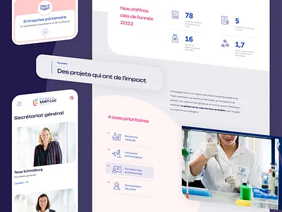 Fondation Saint-Luc - Odoo Website Design belgium blue clean clinic design desktop foundation hospital interface medical mobile modern odoo pink research saint luc ui ux website