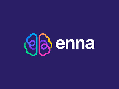 Enna logo design a branding colourful e ea enna gradient hire hiring hr human resources icon line work logo mind neurodivergent neurodiversity technology