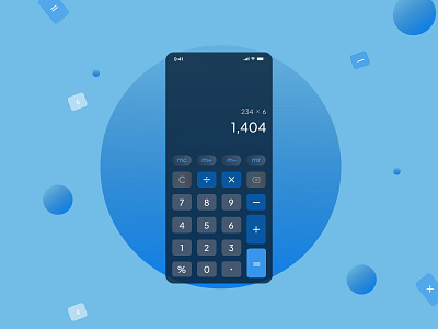 Calculator with low glass effect graphic design ui