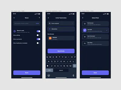 WIP New Project - Team invitation flow app desin branding dark design invitation flow invite member list inviteteam inviting team memberlist team members team members invitation ui ux