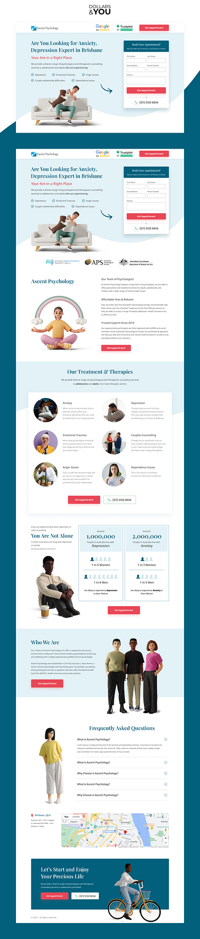 Conversion Focused Landing Page For Psychiatrists ab testing conversion optimization figma landing page lead generation responsive uiux unbounce web design website