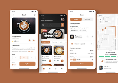 Coffee Shop App UI Design in Figma android app design app ui branding design figma graphic design illustration ios landing page logo prototype ui ui design ui ux