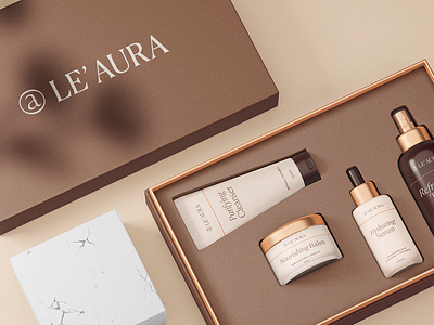 le' Aura - Cosmetics Packaging Design abstract brand identity cosmetics cosmetics branding cosmetics logo cosmetics packaging logo logo design modern skin skincare skincare branding skincare logo skincare packaging wordmark wordmark logo