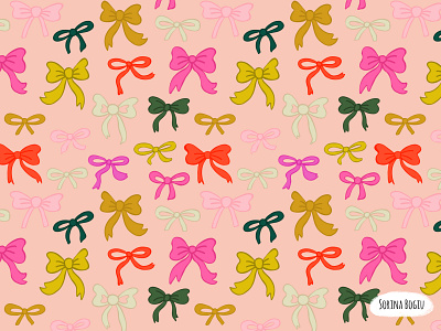 Bow Pattern design art licensing bow bowsillustration cute design illustration illustrator kids pattern pattern photoshop pink red bow ribbon valentines pattern