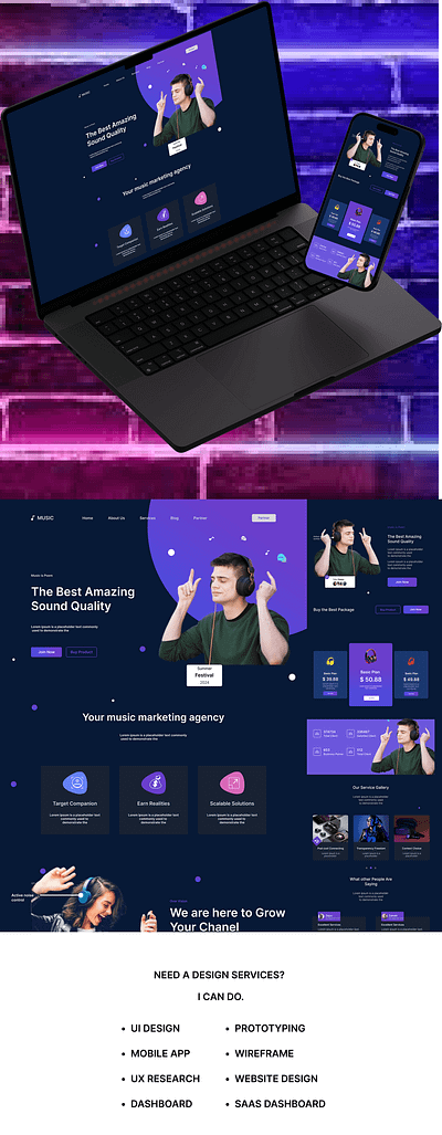 Sound Product Landing Page graphic design ui ux