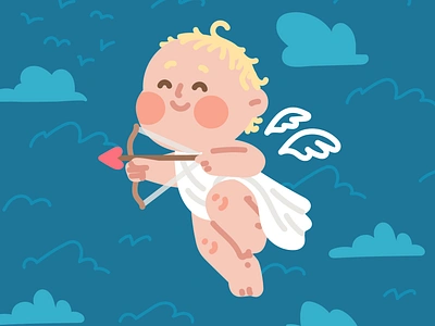 Cupid on a mission arrow baby blonde cupid cute drawing february hand drawn heart illustration illustrator love minimal valentine valentines vector wings