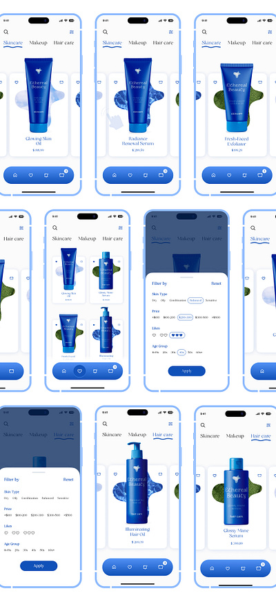 Beauty Product App branding graphic design logo ui