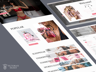 Victoria's Secret Online Shop | E-commerce | Website components design interaction design mockup research responsive uiux design responsive web design visual design web design website wire framingprototyping