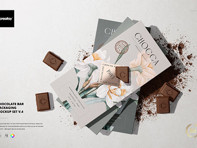 Chocolate Bar Packaging Mockup v.4 card creator creatsy custom customizable design designed generator mock up mock ups mockup mockups pattern patterns patterns personalized smart object surface template templates