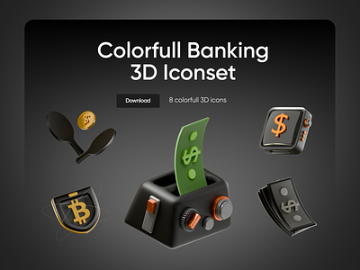 Banking Icon Pack 3d 3d models banking blender branding colorful design desire agency finance fintech gumroad icon pack icons iconset