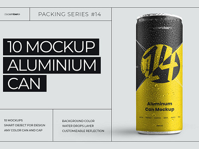 Mockup Can 250 ml With Water Drops 250 ml alcohol aluminium beverage bottle carbonated design drink drop keep exploring liquid merchendise metallic package packaging realistic recycling