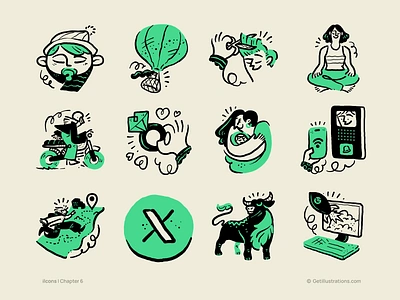 ilcons mini illustrations baby doodle flat icon icons ilcons illustration map marriage mini illustrations romance smart home social media sports transportation vector yoga