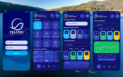 Design UX App monitoring salmon fish farm app design figma ui ux design