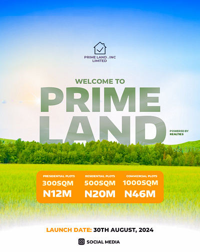 Prime lands (Fictional Real estate company) fictional design graphics design israel oluwabusuyi oluwabusuyi israel real estate company social media designs