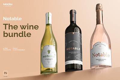 Notable - The Wine Bundle alcohol bordeaux bottle bundle burgundy champagne champagne mockup dark bottle drink malbec mockup notable the wine bundle pinot red wine rose wine sidra tempranillo wine wine bottle mockup wine bundle