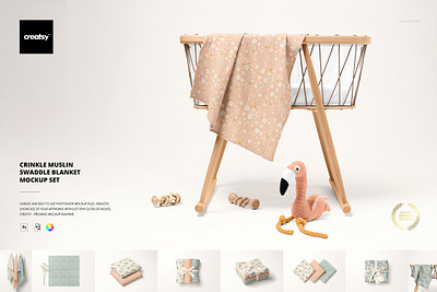 Muslin Swaddle Blanket Mockup Set bamboo custom design designed fabrics generator mock ups mockup mockups newborn pattern smart object template templates