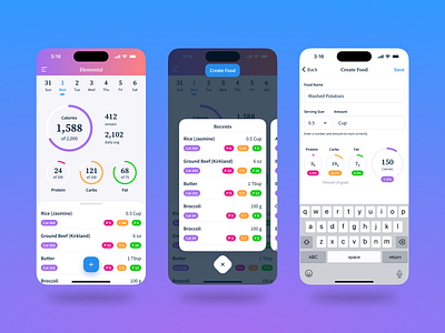 Macros Tracking v2 android app chart donut graph health ios iphone macros mobile mobile design nutrition