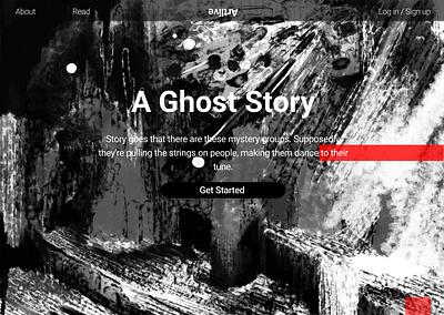 A ghost story animation game graphic design landing page ui