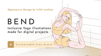 BEND Illustrations art assets bodypositive design digital illustration diversity in yoga female models figma illustration inclusive inclusive yoga mindfullness unique design yoga