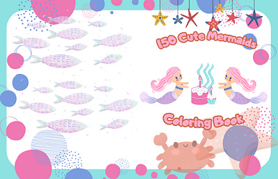 Cute Mermaid Coloring Book Published by Amazon.com animation children coloring book coloring page graphic design kid