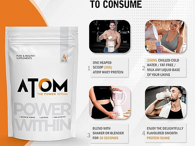 Optimize Fitness Journey: Exploring Atom Whey Protein Benefit atom way protin belly fat loss branding flat belly tonic health drink health supplement illustration