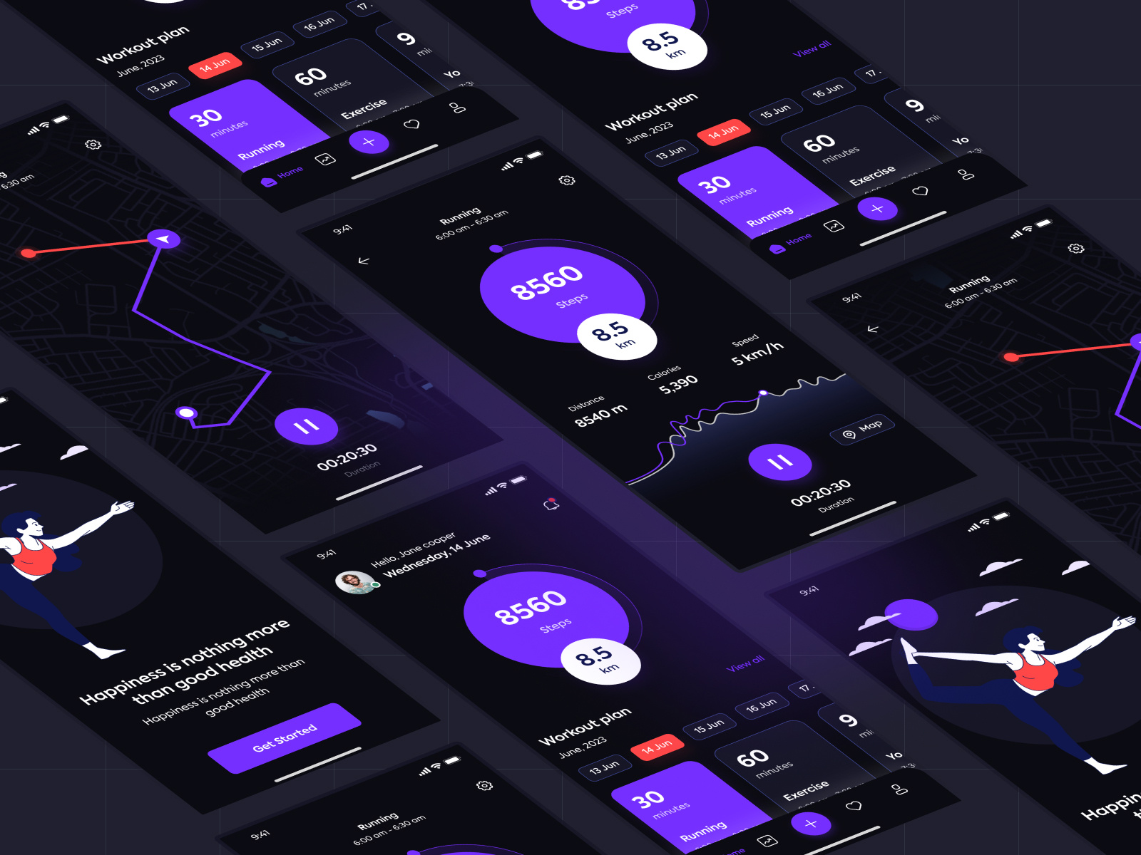 Fitness Mobile App - Dark UI 🚀 by Bhavik Dobariya on Dribbble