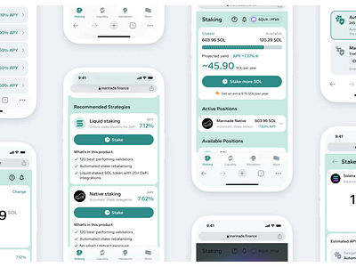 Marinade - UX/UI design for a DeFI Platform on Solana animation branding defi fintech illustration solana ui ux webapp webdesign