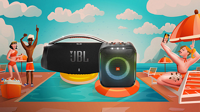 Summer Sounds X Epic! advertising cartoon jbl products
