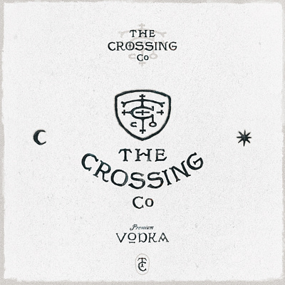 Crossing Co Vodka Brand branding edgy graphic design logo merchantship symbols