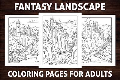 Fantasy Landscape Coloring Pages for Adults activitybook adult coloring book adult coloring page amazon kdp amazon kdp book design book cover coloring book coloring book for adults coloring page coloring pages design fantasy fantasy landscape graphic design illustration kdp kdp coloring book kdp coloring page kdp interior