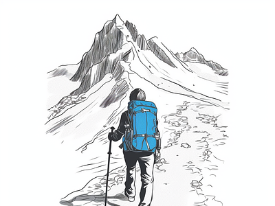 Reaching the peak adventure blue climb climbing drawing illustration moun mountain peak sketch summit