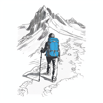Reaching the peak adventure blue climb climbing drawing illustration moun mountain peak sketch summit