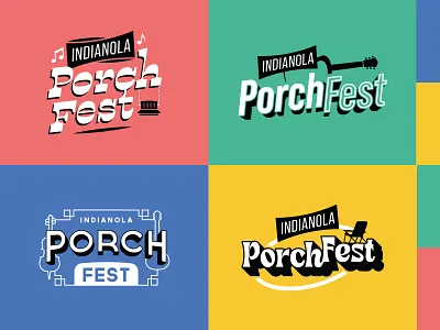Indianola PorchFest Logo Options city logo event logo festival logo music festival music logo porch town logo