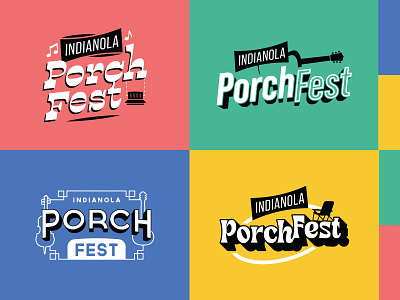 Indianola PorchFest Logo Options city logo event logo festival logo music festival music logo porch town logo
