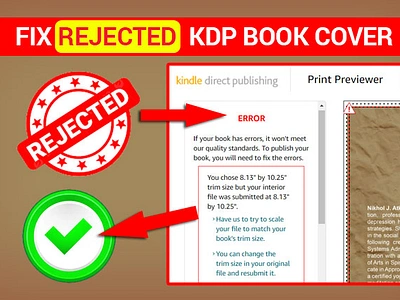 I will Solve this within 1 hour amazon book book cover error fix kdp manuscript rejected