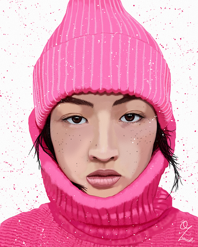 Model Pink Winter Portrait Art art arte color design dibujo digitalart drawing illustration model ozgaleano pink portrait retrato winter