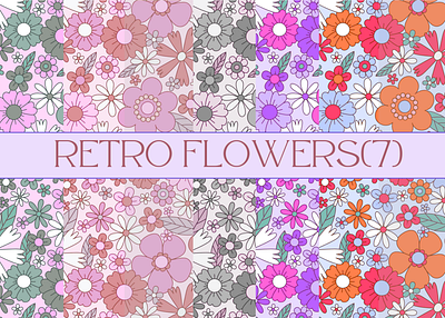 Retro flowers colorful design graphic design retro retro flowers watercolor flowers