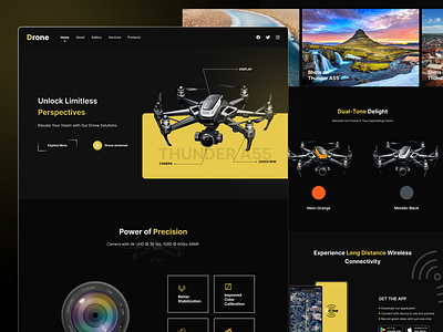 Drone website - landing page branding dribbble drone illustration landing page logo product typography ui ux website