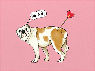 hit by Cupid's arrow boxer dog boxer illustration cupids arrow cute valentine illustration day of love dog illustration dog love february funny illustration hit by cupids arrow hit by love ill0graph illograph illustrated love illustration love love celebration love month oana stefana valentines day