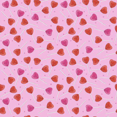 Pattern for Valentine's Day with Love Candies candy digital art fabric gift graphic design handdrawn heart illustration lollypop love pattern procreate romance romantic sweetheart textile valentines wrapping
