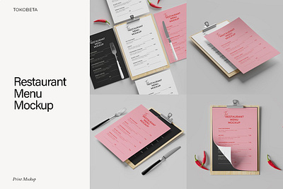 Restaurant Menu Mockup branding card display food kitchen menu mockup presentation product restaurant table